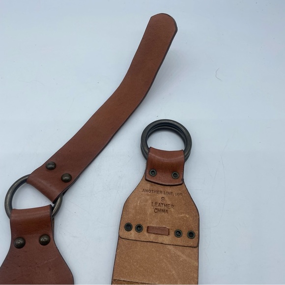 Another Line Leather Stuffed Belt Brown Gunmetal Sz S 30”-32” - Picture 4 of 5